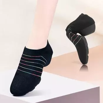 Танцевальная обувь с тканой сеткой Fly для девочек и женщин, танцевальная обувь для вальса, танго, йоги, балета и учителя. 34 чёрный