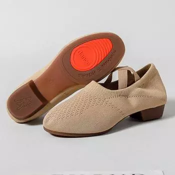 Танцевальная обувь женская мягкая подошва с каблуком шнуровка свободная практика современная взрослая йога физкультура учителя обувь балетная обувь 34
