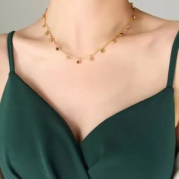 Танцевальная вечеринка не выцветает, модная индивидуальная цветная подвеска из циркония, ожерелье с цепочкой в виде волны воды, аксессуары из титановой стали с покрытием из 18-каратного золота