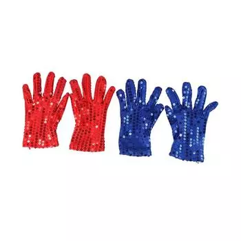 Танцевальные перчатки Косплей перчатки Перчатки для вечеринок Блестящие варежки Перчатки с пайетками Детские перчатки Женские перчатки black-Kids