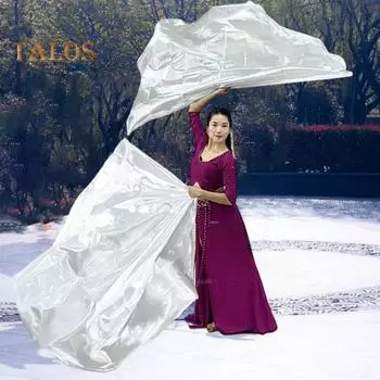 Танцевальный флаг с расширяемой палкой в форме полукруга, яркий цвет, блестящая поверхность, костюмы для выступлений, реквизит, аксессуары, флаг похвалы красный