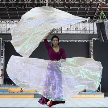 Танцевальный флаг Yousheng с расширяемой палкой в форме полукруга, яркий цвет, блестящая поверхность, костюмы для выступлений, реквизит, аксессуары, флаг похвалы чистый