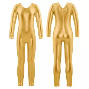 Танцевальный костюм для девочек, купальник с длинными рукавами для балета и гимнастики 3-4 Years серебряный