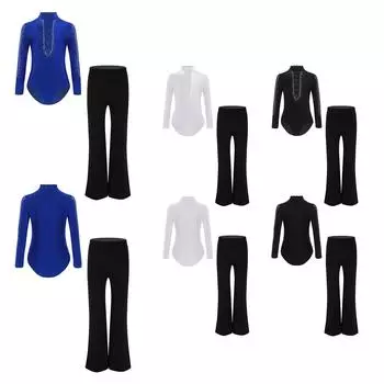 Танцевальный костюм для мальчиков, сетчатый лоскутный купальник, перекрещивающиеся бретели спереди, стразы, штаны, комплект для выступления на сцене 5-6 Years чёрный