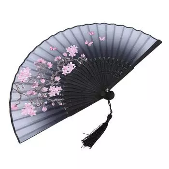 Танцевальный складной веер, складной ручной веер, складной веер для украшения домашнего офиса синий