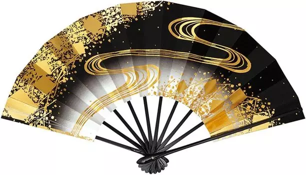 Танцевальный веер Harukasumi 1329 Бегущая вода, окрашенная в черный цвет 9 см 5 минут Для танцев