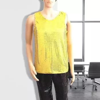 Танцевальный жилет с нашивкой и блестками, одежда без рукавов, эластичные топы для мужчин и женщин, блестящая привлекательная кофточка для сценических танцев M