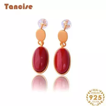 Tancise 925 стерлингового серебра Агат Циркон Серьги Капли Серьги для женщин Свадебные подарки