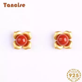 Tancise 925 стерлингового серебра Агат Циркон Серьги Капли Серьги для женщин Свадебные подарки