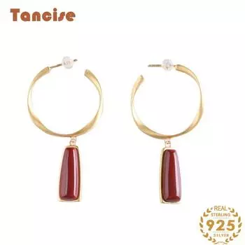 Tancise 925 стерлингового серебра Агат Циркон Серьги Капли Серьги для женщин Свадебные подарки