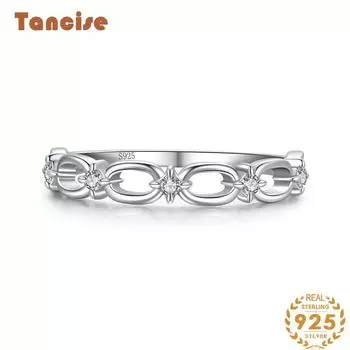 Tancise Classic стерлингового серебра 925 пробы кольцо с цирконом женские ювелирные изделия свадебное обещание вечерние подарок 5 серебряный