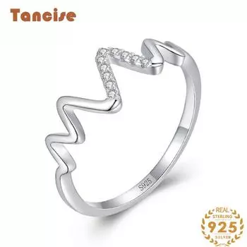 Tancise Classic стерлингового серебра 925 пробы кольцо с цирконом женские ювелирные изделия свадебное обещание вечерние подарок 5 серебряный