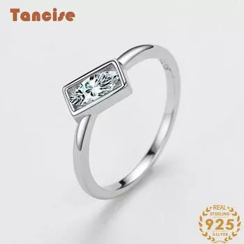 Tancise Classic стерлингового серебра 925 пробы кольцо с цирконом женские ювелирные изделия свадебное обещание вечерние подарок 5 серебряный