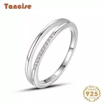 Tancise Classic стерлингового серебра 925 пробы кольцо с цирконом женские ювелирные изделия свадебное обещание вечерние подарок 5 серебряный