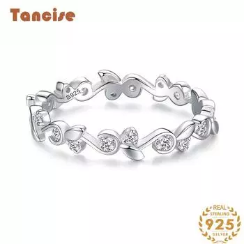 Tancise Classic стерлингового серебра 925 пробы кольцо с цирконом женские ювелирные изделия свадебное обещание вечерние подарок 5 серебряный