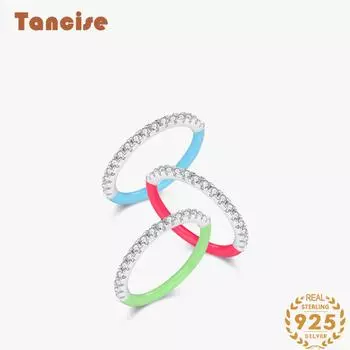 Tancise Classic стерлингового серебра 925 пробы кольцо с цирконом женские ювелирные изделия свадебное обещание вечерние подарок 5 красный