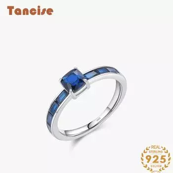Tancise Classic стерлингового серебра 925 пробы кольцо с цирконом женские ювелирные изделия свадебное обещание вечерние подарок 5 синий