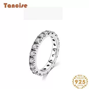 Tancise Classic стерлингового серебра 925 пробы кольцо с цирконом женские ювелирные изделия свадебное обещание вечерние подарок 5 белый