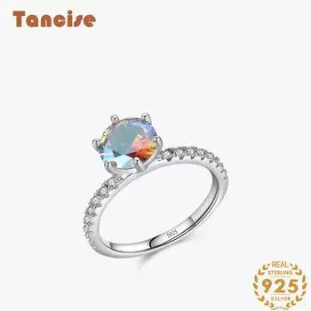 Tancise Classic стерлингового серебра 925 пробы кольцо с цирконом женские ювелирные изделия свадебное обещание вечерние подарок 5 серебряный