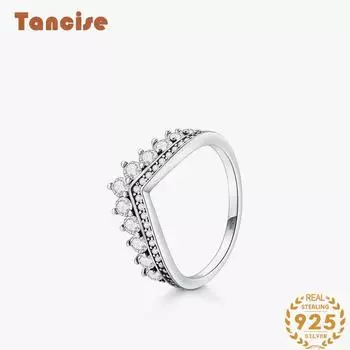 Tancise Classic стерлингового серебра 925 пробы кольцо с цирконом женские ювелирные изделия свадебное обещание вечерние подарок 5 серебряный