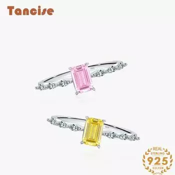 Tancise Classic стерлингового серебра 925 пробы кольцо с цирконом женские ювелирные изделия свадебное обещание вечерние подарок 5 розовый