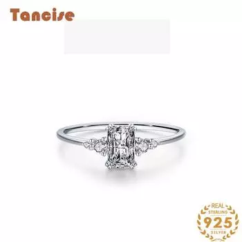 Tancise Classic стерлингового серебра 925 пробы кольцо с цирконом женские ювелирные изделия свадебное обещание вечерние подарок 5 серебряный