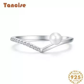 Tancise Classic стерлингового серебра 925 пробы кольцо с цирконом женские ювелирные изделия свадебное обещание вечерние подарок 5 серебряный