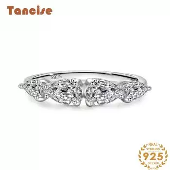 Tancise Classic стерлингового серебра 925 пробы кольцо с цирконом женские ювелирные изделия свадебное обещание вечерние подарок 5 серебряный