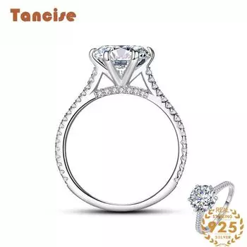 Tancise Classic стерлингового серебра 925 пробы кольцо с цирконом женские ювелирные изделия свадебное обещание вечерние подарок 5 серебряный