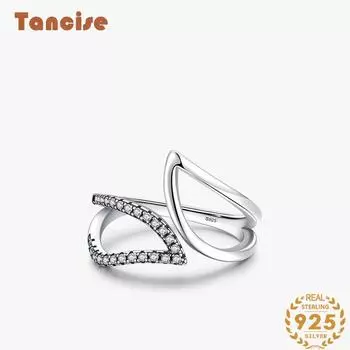 Tancise Classic стерлингового серебра 925 пробы кольцо с цирконом женские ювелирные изделия свадебное обещание вечерние подарок 5 серебряный