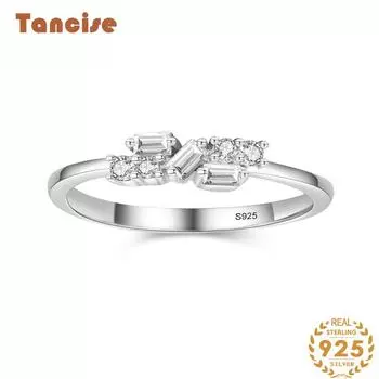 Tancise Classic стерлингового серебра 925 пробы кольцо с цирконом женские ювелирные изделия свадебное обещание вечерние подарок 5 серебряный