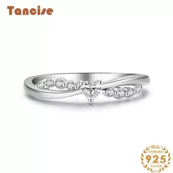 Tancise Classic стерлингового серебра 925 пробы кольцо с цирконом женские ювелирные изделия свадебное обещание вечерние подарок 5 серебряный