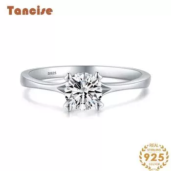 Tancise Classic стерлингового серебра 925 пробы кольцо с цирконом женские ювелирные изделия свадебное обещание вечерние подарок 5 серебряный