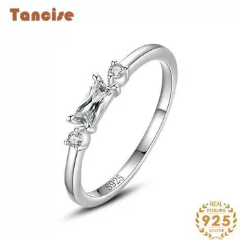Tancise Classic стерлингового серебра 925 пробы кольцо с цирконом женские ювелирные изделия свадебное обещание вечерние подарок 5 серебряный