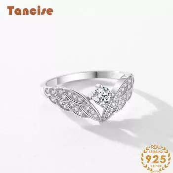 Tancise Classic стерлингового серебра 925 пробы кольцо с цирконом женские ювелирные изделия свадебное обещание вечерние подарок 5 серебряный