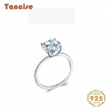Tancise Classic стерлингового серебра 925 пробы кольцо с цирконом женские ювелирные изделия свадебное обещание вечерние подарок 5 серебряный