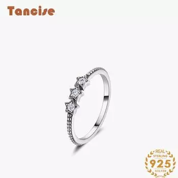 Tancise Classic стерлингового серебра 925 пробы кольцо с цирконом женские ювелирные изделия свадебное обещание вечерние подарок 5 серебряный