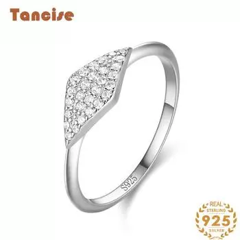 Tancise Classic стерлингового серебра 925 пробы кольцо с цирконом женские ювелирные изделия свадебное обещание вечерние подарок 5 серебряный