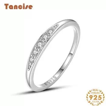 Tancise Classic стерлингового серебра 925 пробы кольцо с цирконом женские ювелирные изделия свадебное обещание вечерние подарок 5 серебряный