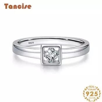 Tancise Classic стерлингового серебра 925 пробы кольцо с цирконом женские ювелирные изделия свадебное обещание вечерние подарок 5 серебряный