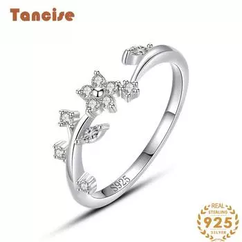 Tancise Classic стерлингового серебра 925 пробы кольцо с цирконом женские ювелирные изделия свадебное обещание вечерние подарок 5 серебряный