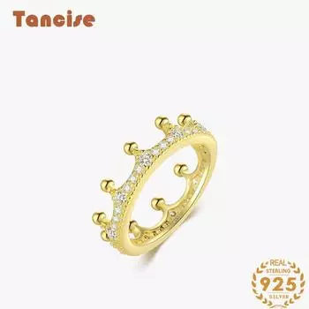 Tancise Classic стерлингового серебра 925 пробы кольцо с цирконом женские ювелирные изделия свадебное обещание вечерние подарок 5 золотой
