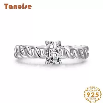 Tancise Classic стерлингового серебра 925 пробы кольцо с цирконом женские ювелирные изделия свадебное обещание вечерние подарок 5 серебряный