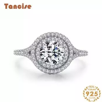 Tancise Classic стерлингового серебра 925 пробы кольцо с цирконом женские ювелирные изделия свадебное обещание вечерние подарок 5 серебряный
