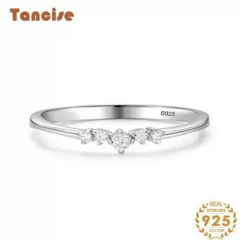Tancise Classic стерлингового серебра 925 пробы кольцо с цирконом женские ювелирные изделия свадебное обещание вечерние подарок 5 серебряный