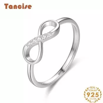 Tancise Classic стерлингового серебра 925 пробы кольцо с цирконом женские ювелирные изделия свадебное обещание вечерние подарок 5 серебряный