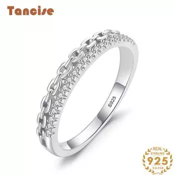 Tancise Classic стерлингового серебра 925 пробы кольцо с цирконом женские ювелирные изделия свадебное обещание вечерние подарок 5 серебряный