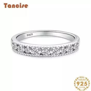 Tancise Classic стерлингового серебра 925 пробы кольцо с цирконом женские ювелирные изделия свадебное обещание вечерние подарок 5 серебряный