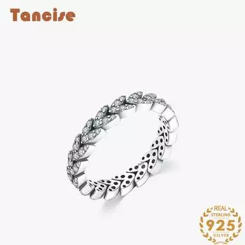 Tancise Classic стерлингового серебра 925 пробы кольцо с цирконом женские ювелирные изделия свадебное обещание вечерние подарок 5 серебряный