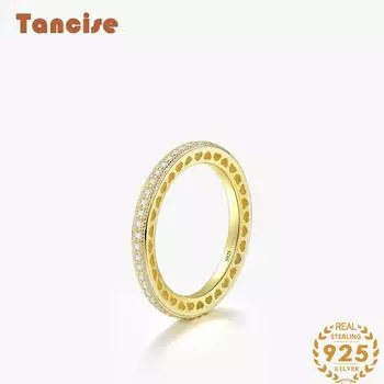 Tancise Classic стерлингового серебра 925 пробы кольцо с цирконом женские ювелирные изделия свадебное обещание вечерние подарок 5 золотой
